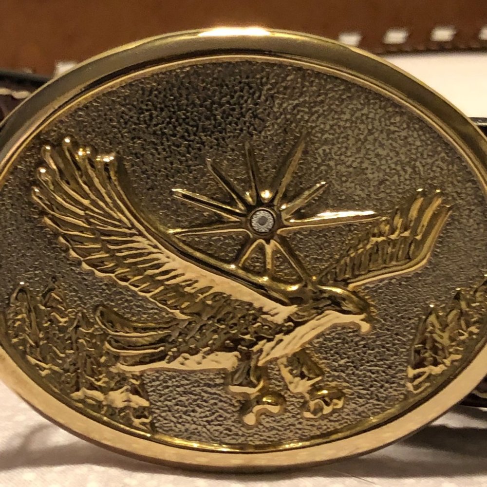 Eagle Belt Buckle Tooled Leather Mallory Personalized Name Bill  Size 42